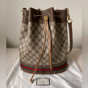 Gucci Ophidia Vintage Bucket Canvas Shoulder Bag